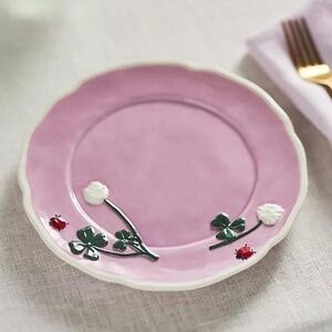 NWT  Anthropoloigie Lilac Faye Ladybug Dessert Plate
